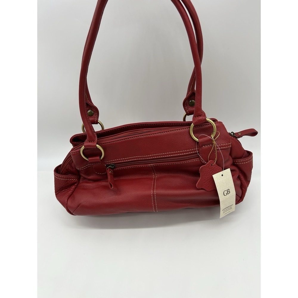 Giani Bernini Red Leather Shoulder Bag Tote Purse Vintage Y2K Braided Gold Charm